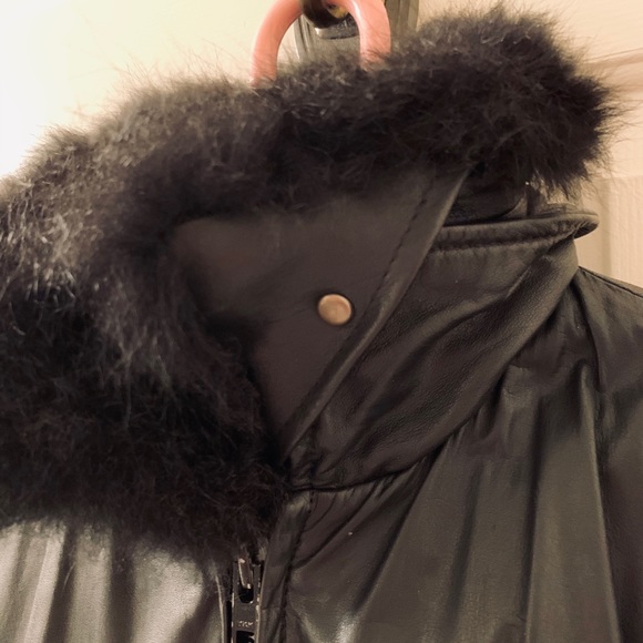 Vintage Black Lambskin & Fur Bomber Jacket - Picture 6 of 16